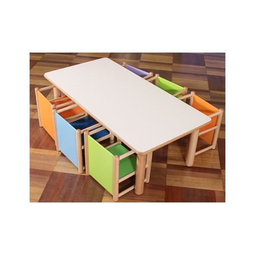 arredo-per-asili-tavolo-rettangolare-colore-panna-con-6-sedie