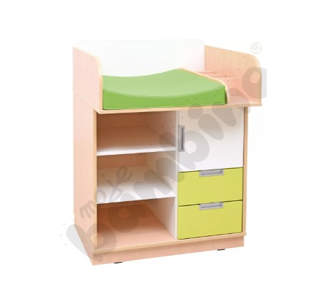 Cassettiera Fasciatoio IDMarket AMBRE 3 In 1 – Faggio E Bianco, 3 Cassetti, 2 Colonne Con Ripiani – Dimensioni 80x72x95 Cm