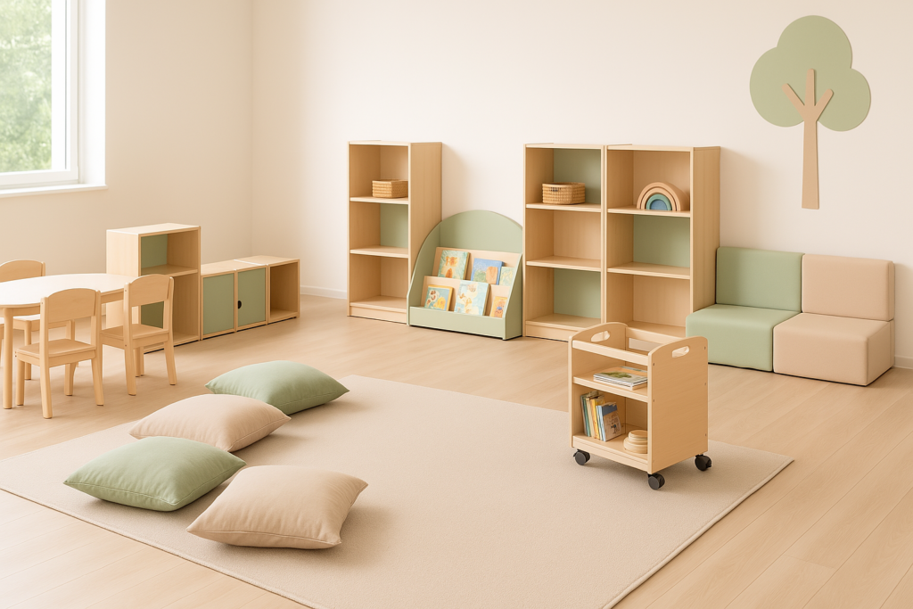 Un'aula con arredi modulari per asilo e scuola dell'infanzia e i suoi vantaggi