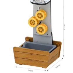 Sono realizzate in legno di pino impregnato a pressione, trattate con una doppia mano di smalto naturale a base di olio e cera, che le rende estremamente resistenti agli agenti atmosferici e durevole nel tempo.
