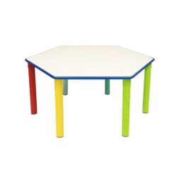 arredo-per-asili-tavolo-esagonale-gambe-colorate
