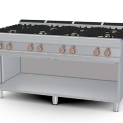 I fuochi a gas sono dotati di accensione a mezzo fiamma pilota, rubinetti con valvola di sicurezza e termocoppia e bruciatori a fiamma modulante, che consentono un controllo preciso della potenza di cottura.