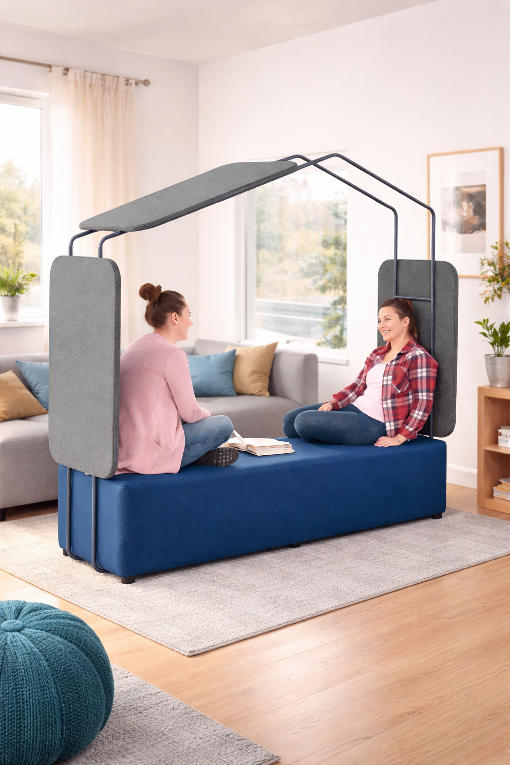 Il Kit modulare sedute e separazione acustica è composto da un blocco di seduta e da una finestra acustica fonoassorbente, progettati per creare ambienti funzionali, confortevoli e visivamente ordinati.