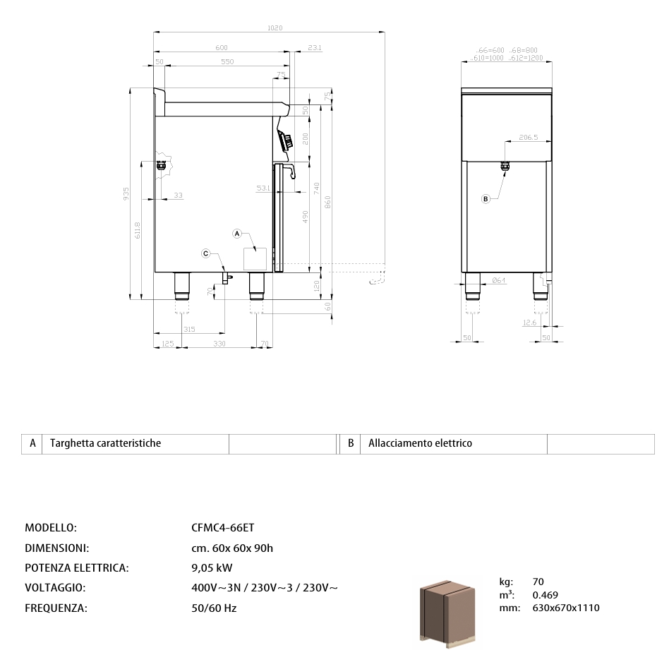 Il piano di lavoro in vetroceramica misura 58x44 cm ed è dotato di piastre radianti ad alta efficienza con spie di segnalazione del calore residuo, per una cottura uniforme e un utilizzo in totale sicurezza.